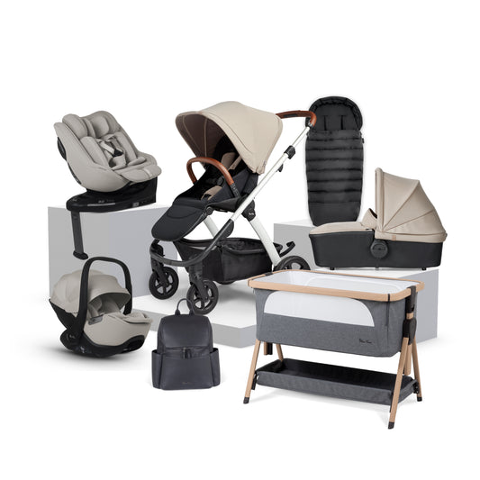 Tide Stone Travel System Ultimate 360 Natural Taupe Family Car Seat Bundle (10 piece)