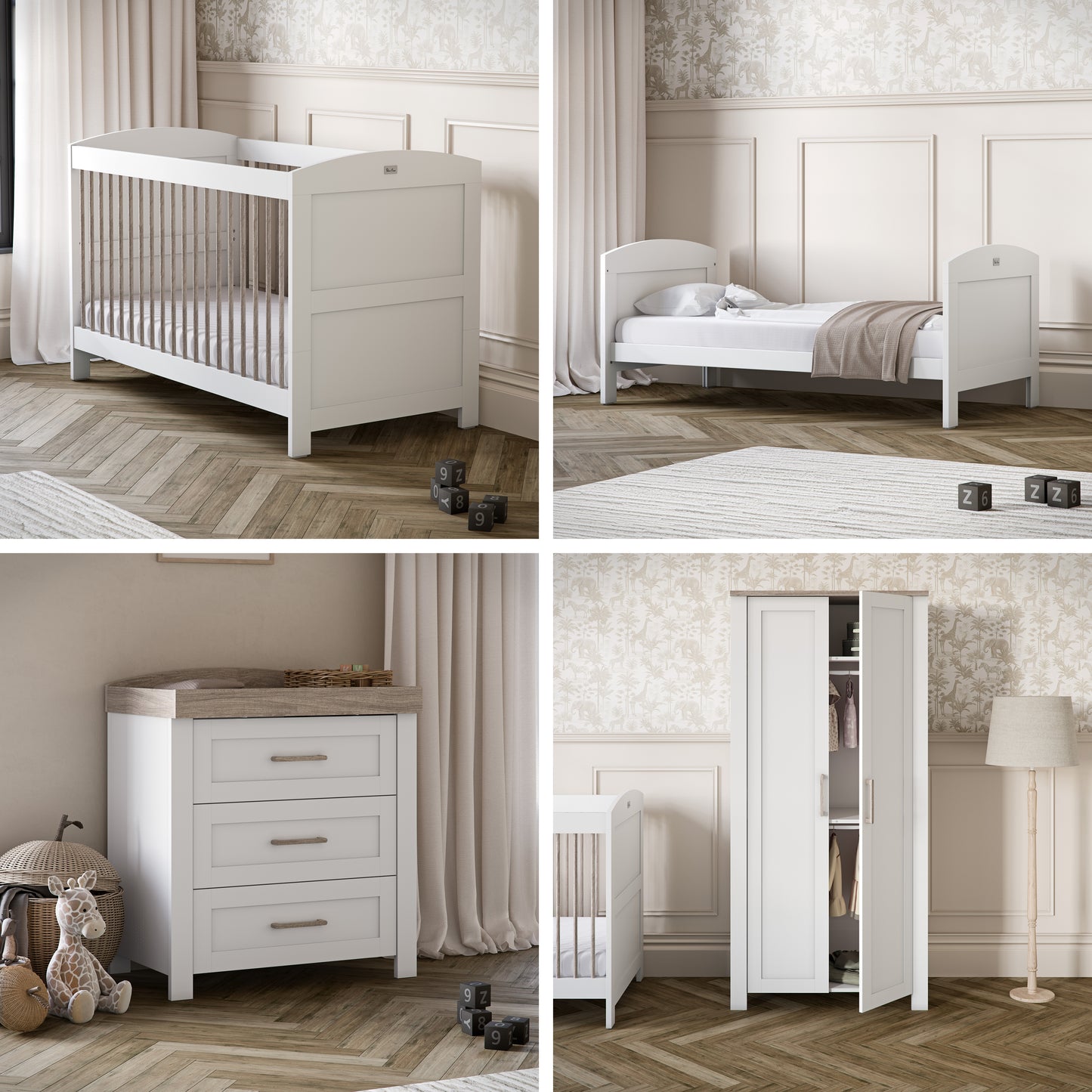 Valencia 4 Piece Nursery Room Set With Mattress