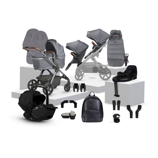 Wave 3 Lunar Single to Double Travel System Growing Family Bundle with Glide Plus 360 (22 Piece)