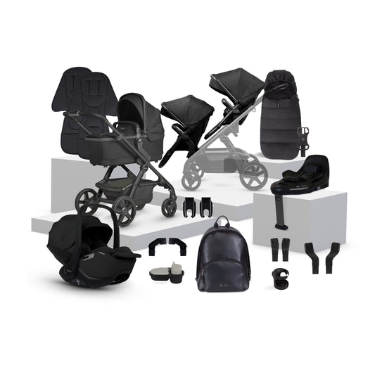 Wave 3 Onyx Single to Double Travel System Growing Family Bundle with Glide Plus 360 (22 Piece)