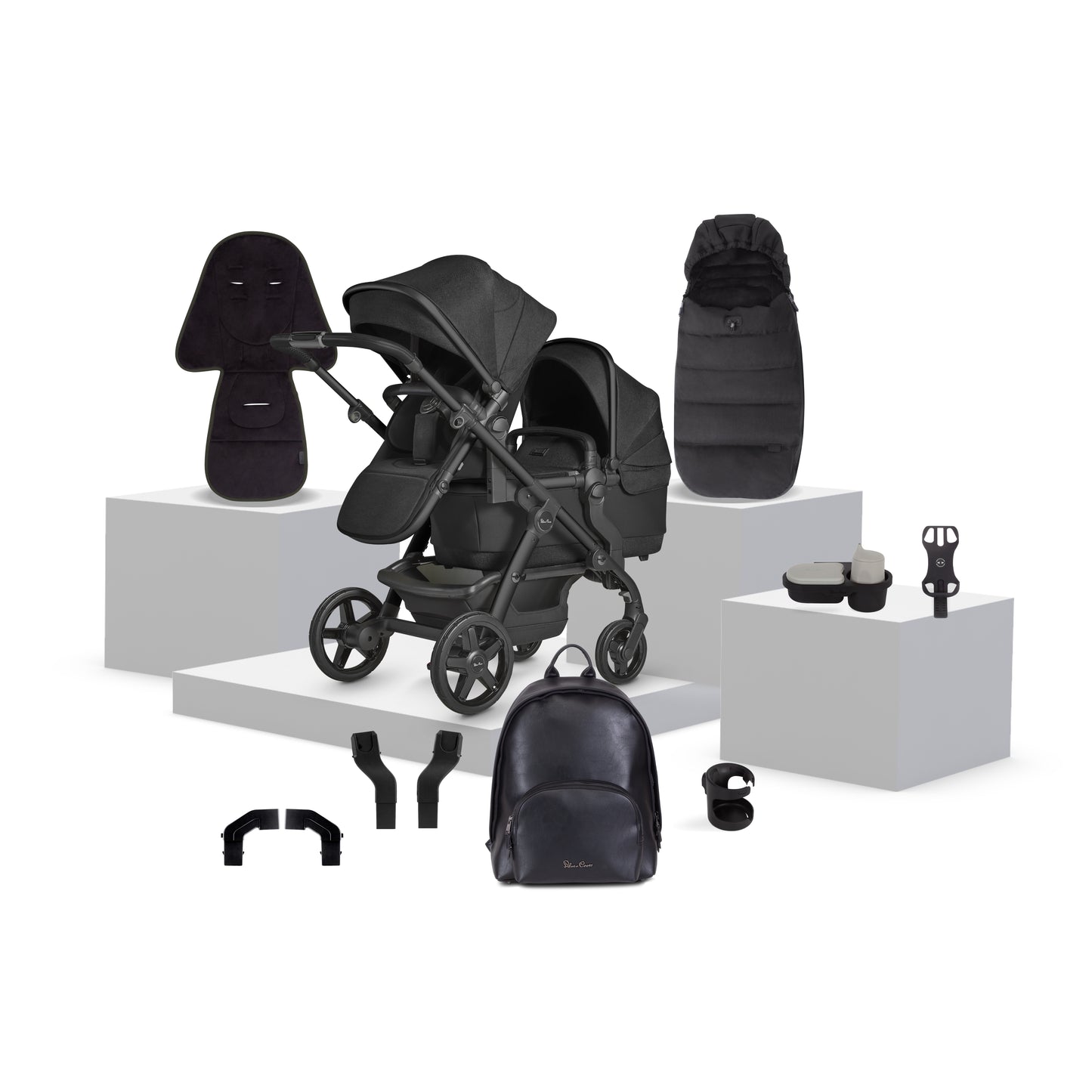 Wave 3 Onyx Single to Double Travel System Accessory Bundle (15 Piece)