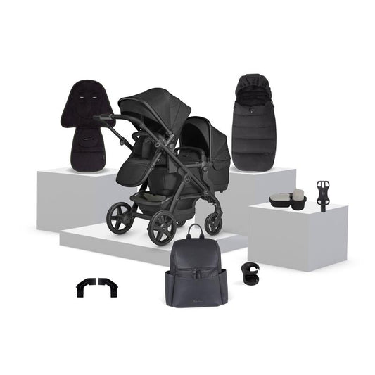 Wave 3 Onyx Single to Double Travel System Accessory Bundle (14 Piece)