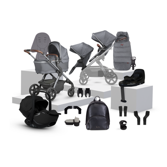 Wave 3 Lunar Single to Double Travel System Growing Family Bundle with Glide Plus 360 (19 Piece)