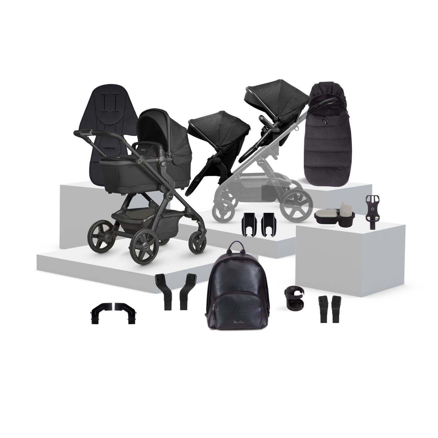 Wave 3 Onyx Single to Double Travel System Growing Family Bundle (17 Piece)