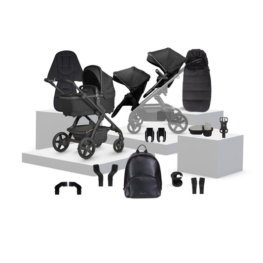 Wave 3 Onyx Single to Double Travel System Growing Family Bundle (17 Piece)