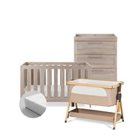 Bromley Oak 2 Piece Nursery Room Set With Mattress & Bedside Crib